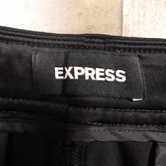 Express Cropped Flare Pants Women’s Size 6R Black High Rise Stretch 25.5” Inseam - Picture 3 of 13